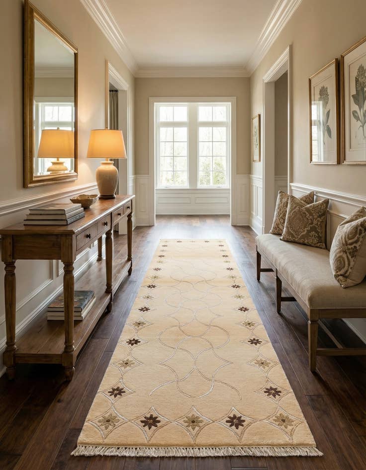 Detail image of  2' 7 x 9' 10  Hand Knotted Darya Wool Runner Rug