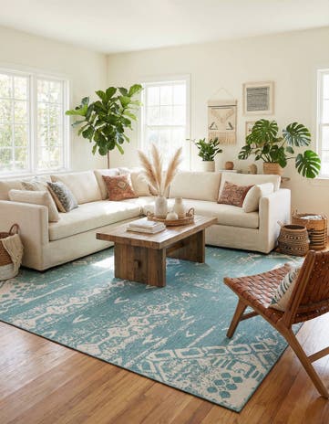 13' x 13' Easy-Clean Bohemian Indoor / Outdoor Square Rug