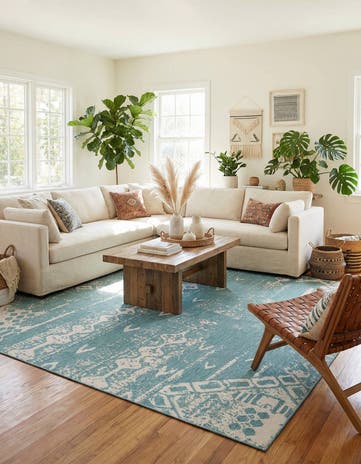 13' x 13' Easy-Clean Bohemian Indoor / Outdoor Square Rug