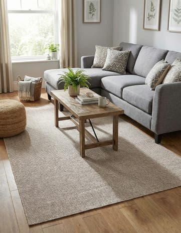 Beige Easy-Clean Solid Indoor / Outdoor Rug