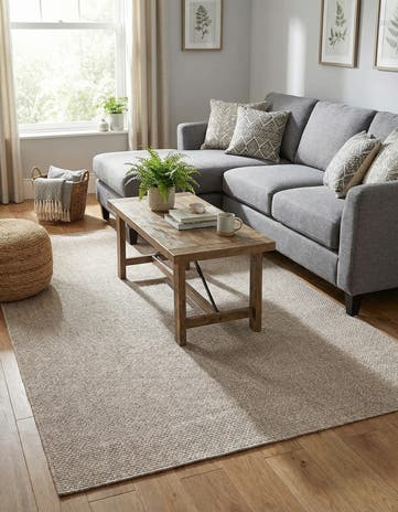 Beige Easy-Clean Solid Indoor / Outdoor Rug