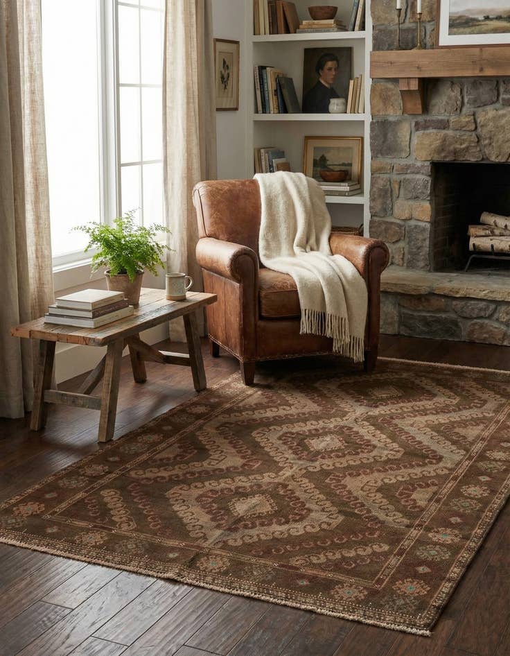 Detail image of  3' 9 x 6' 2  Hand Knotted Ultra Vintage Persian Wool Rug