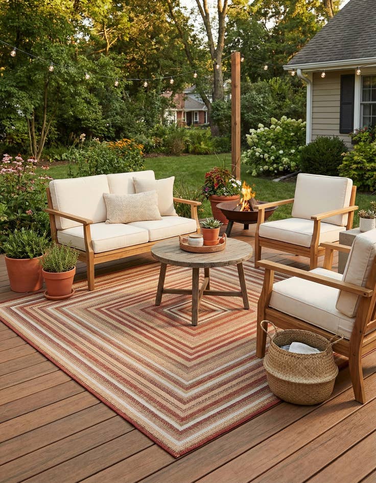 Detail image of 7' 10 x 7' 10  Washable Baja Indoor / Outdoor Square Rug