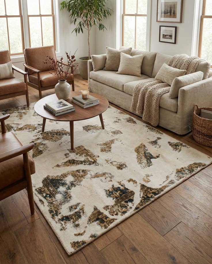 Detail image of 4' 10 x 7' 7 Hand Knotted Ultra Vintage Persian Wool Rug