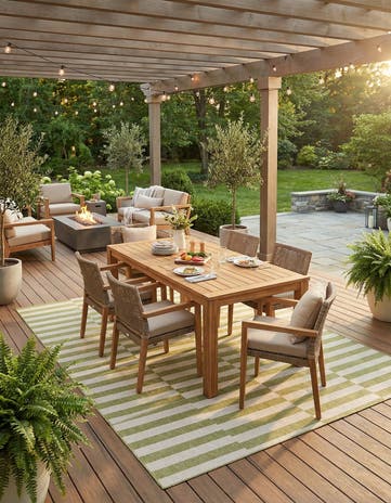 10' x 13' Easy-Clean Striped Indoor / Outdoor Rug