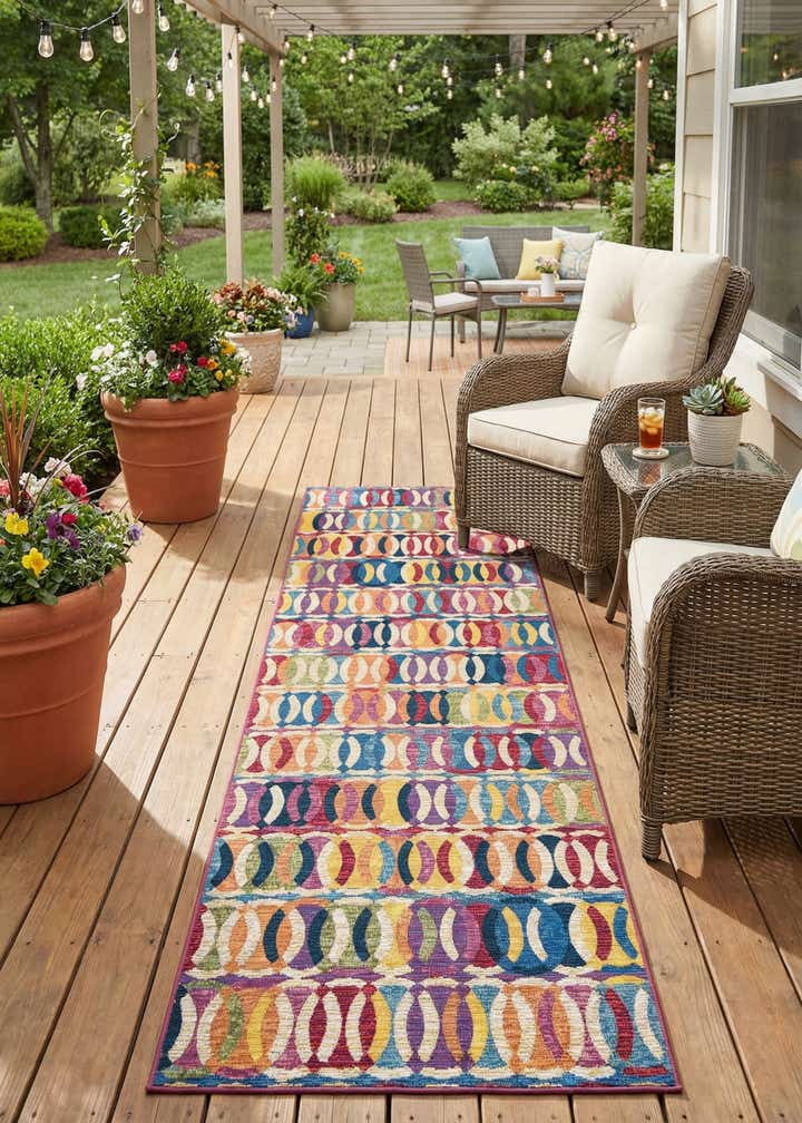 2' 7 x 10' Easy-Clean Modern Indoor / Outdoor Runner Rug