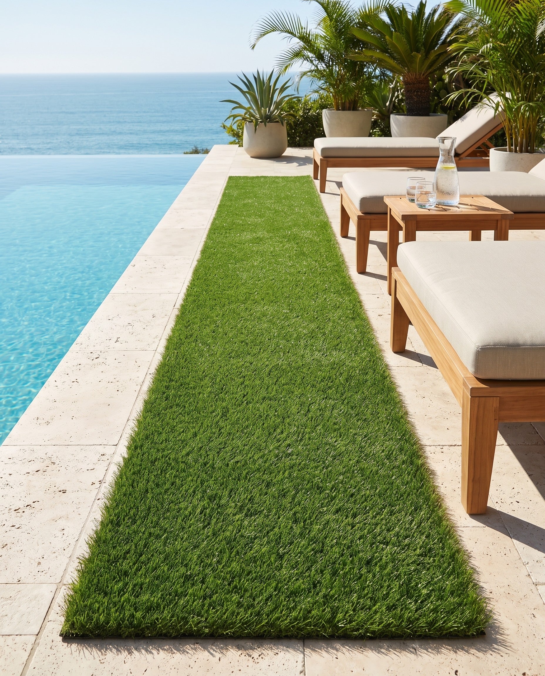 2' 7 x 12' Easy-Clean Grass Indoor / Outdoor Runner Rug