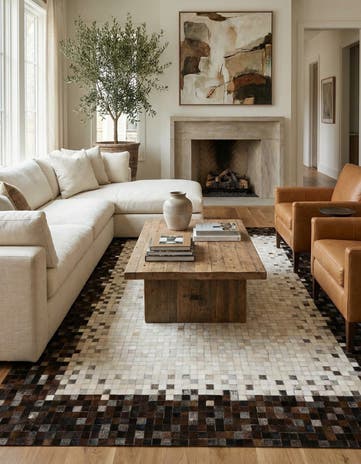 6' 9 x 9' 8 Cowhide - Patchwork Rug