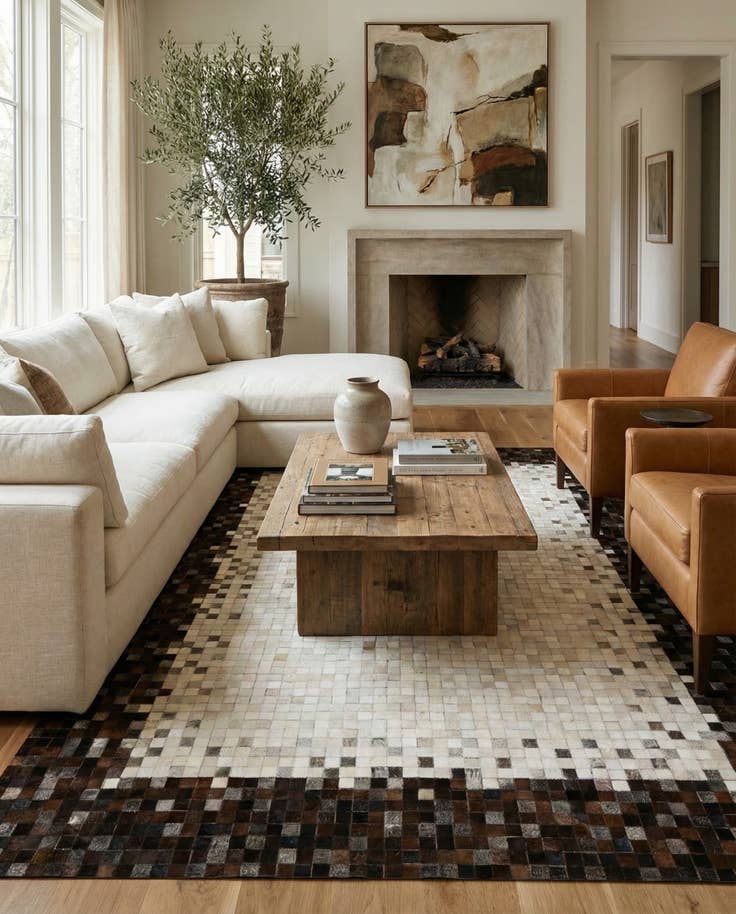 Detail image of 6' 9 x 9' 8 Cowhide - Patchwork Rug