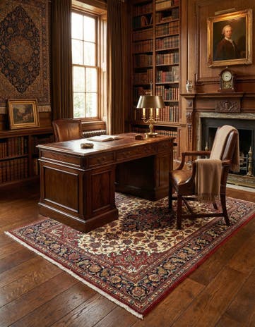 4' 8 x 6' 10 Hand Knotted Qom Persian Rug