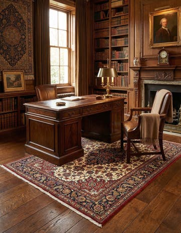 4' 8 x 6' 10 Hand Knotted Qom Persian Rug