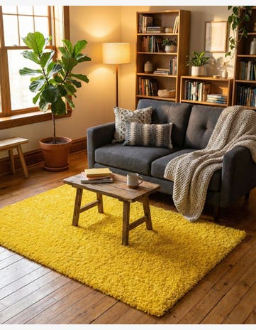 Tuscan Sun Yellow Solid Shag Rug