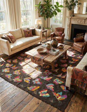 6' 5 x 9' 1 Hand Woven Kilim Suzani Wool Rug