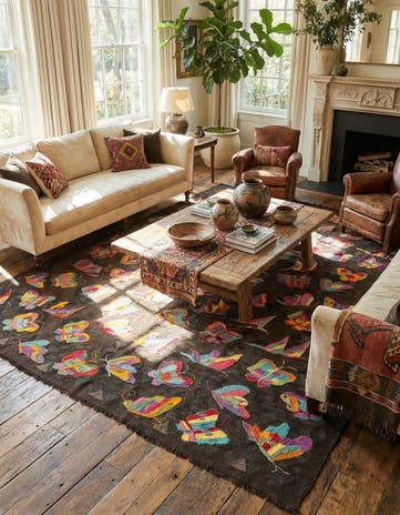 6' 5 x 9' 1 Hand Woven Kilim Suzani Wool Rug
