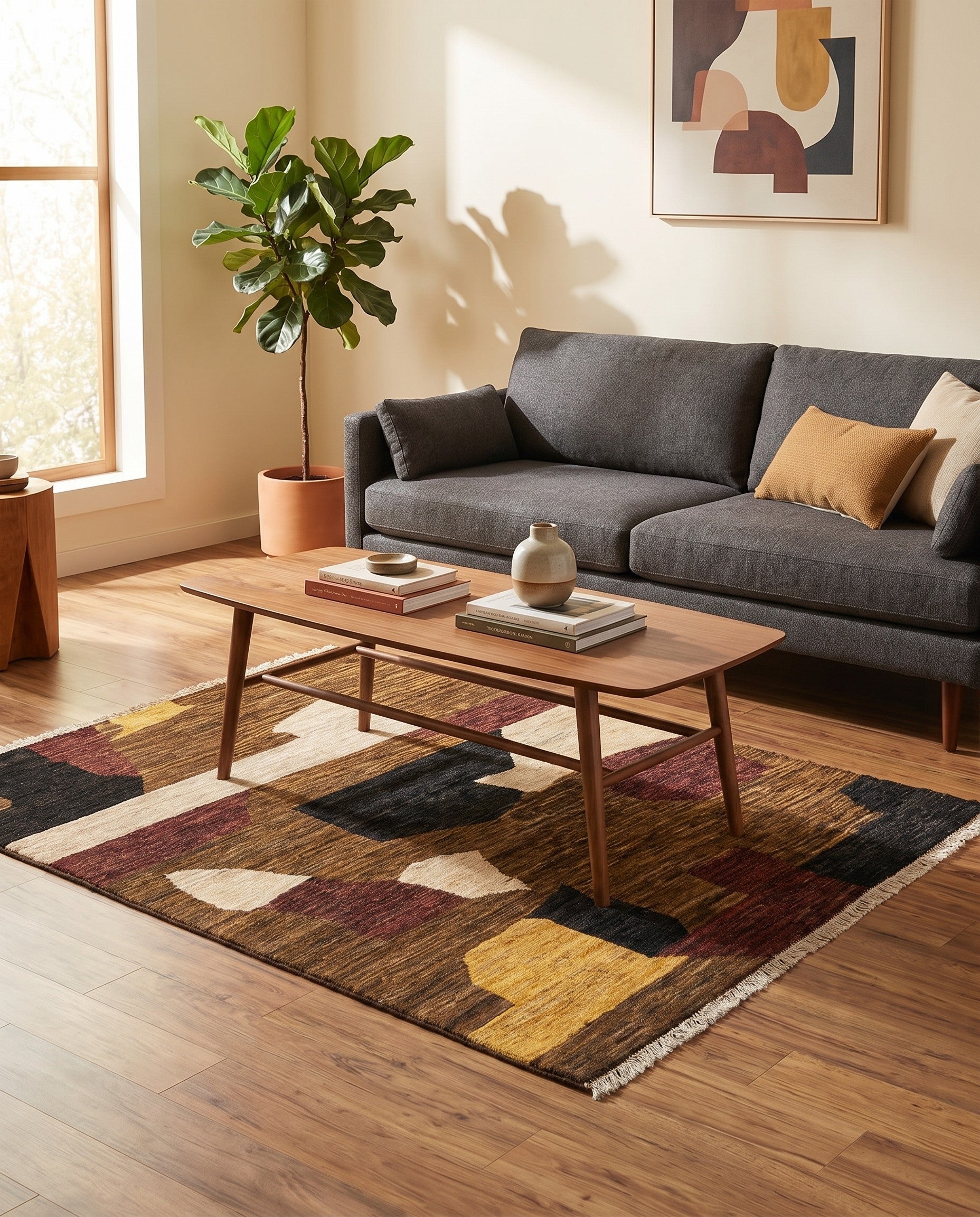 4' 3 x 5' 2 Hand Knotted Modern Ziegler Wool Rug