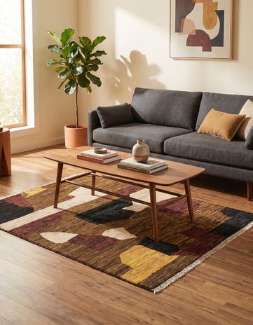 4' 3 x 5' 2 Hand Knotted Modern Ziegler Wool Rug