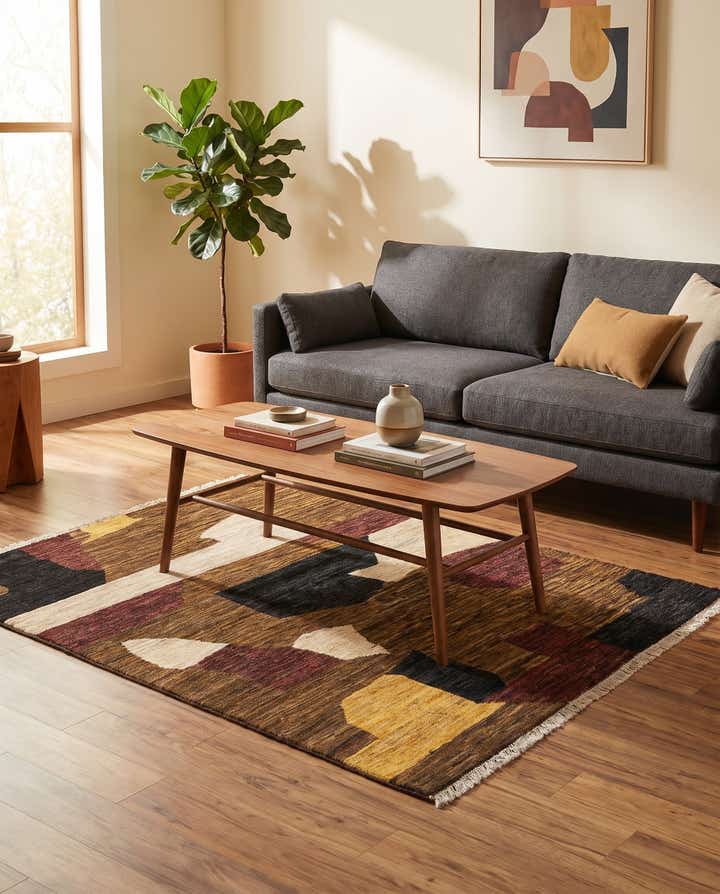 130cm x 155cm Handgeknoopt Modern Ziegler Wol Vloerkleed