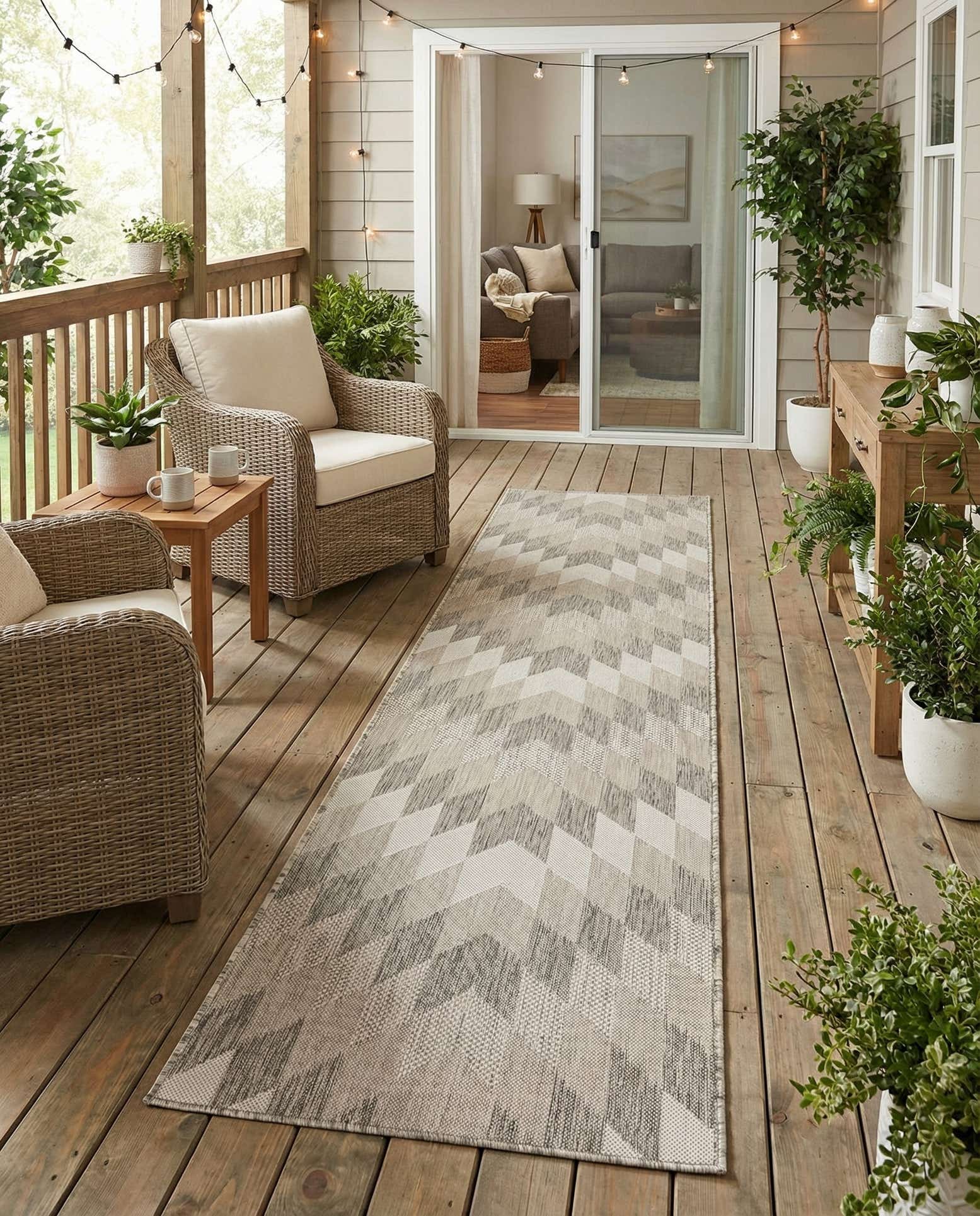 2' 7 x 12' Easy-Clean Modern Indoor / Outdoor Runner Rug