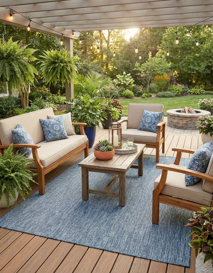 Detail image of 7' x 10'  Washable Solid Indoor / Outdoor Rug