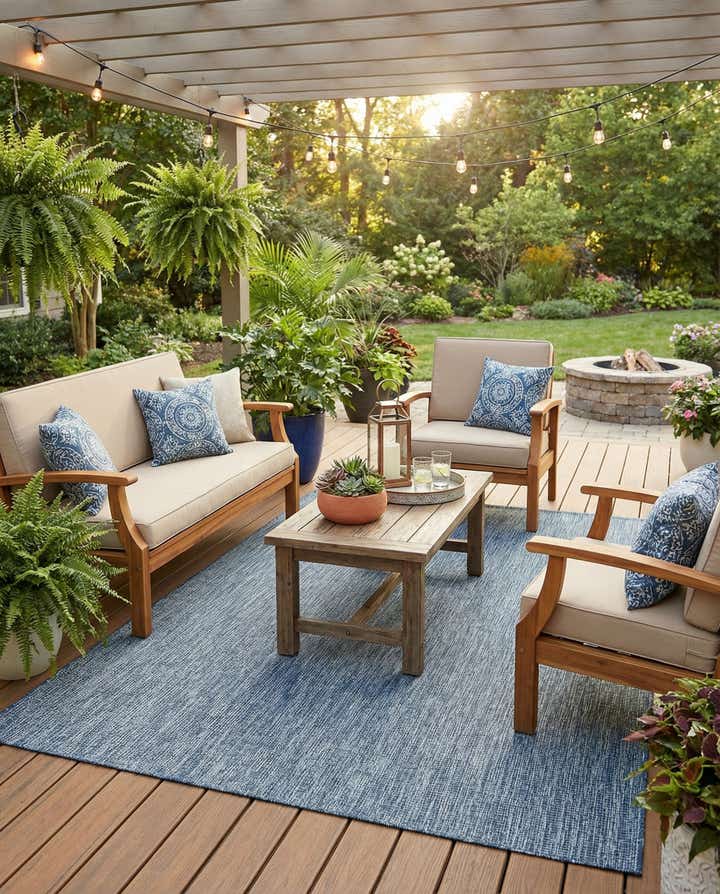 7' x 10' Easy-Clean Solid Indoor / Outdoor Rug