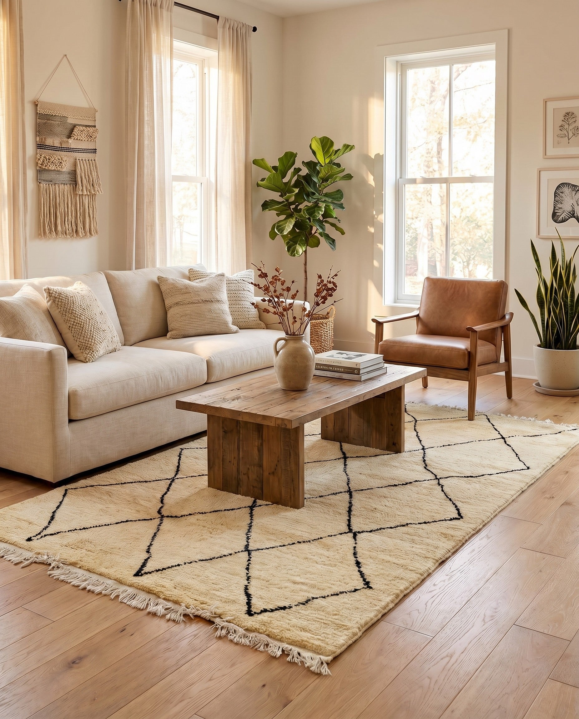 5' x 8' 5 Hand Knotted Moroccan Wool Rug