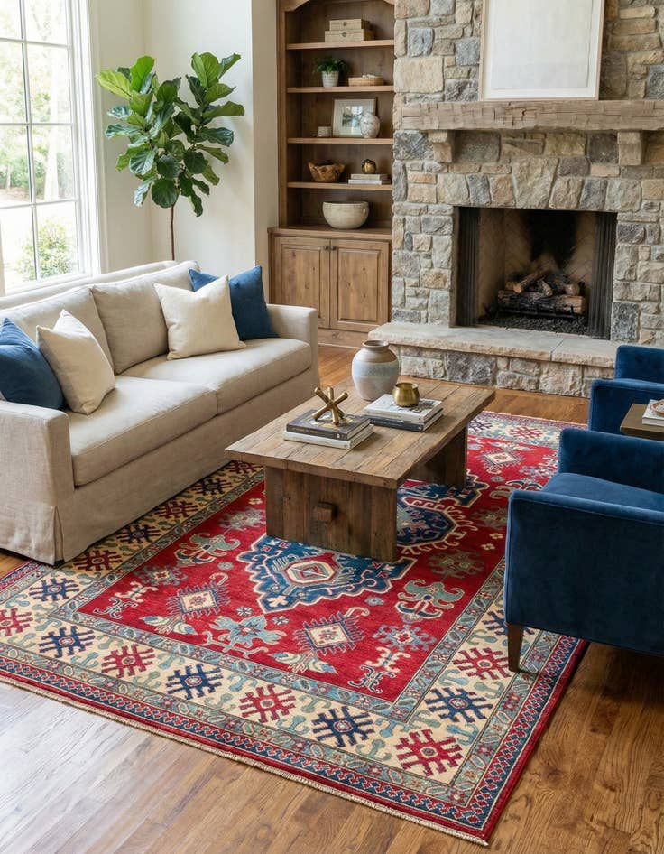 Detail image of 6' 7 x 9' 9  Hand Knotted Kazak Rug