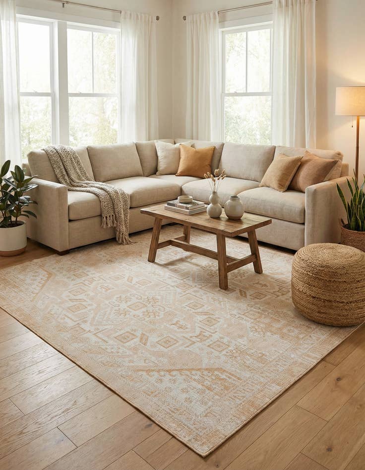 Detail image of 10' x 10' Easy-Clean Aztec Indoor / Outdoor Square Rug
