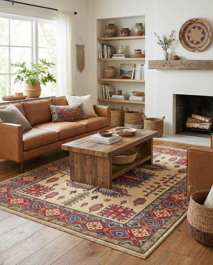 5' 7 x 7' 9 Hand Knotted Kazak Rug
