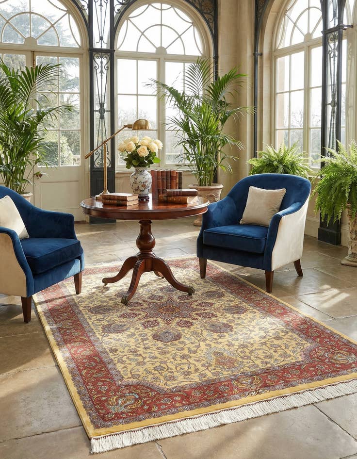 Detail image of 3' 4 x 4' 11 Ghom Silk Rug