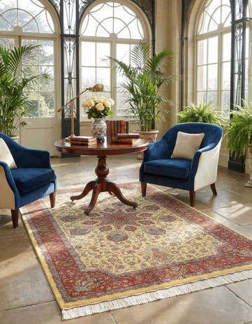 3' 4 x 4' 11 Ghom Silk Rug
