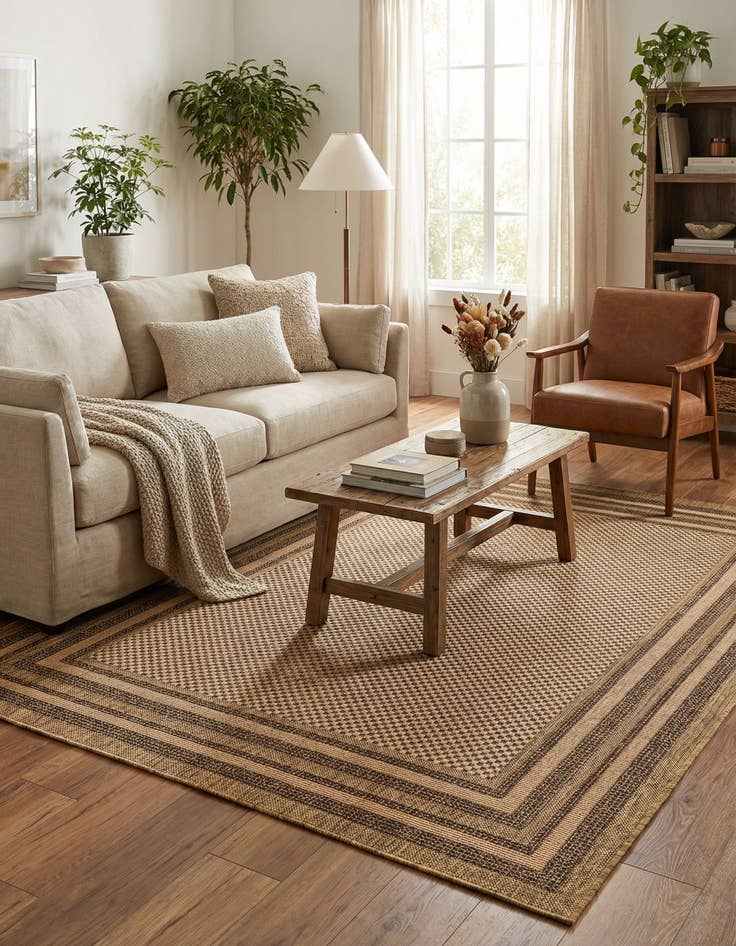 Detail image of 6' x 9'  Washable Border Indoor / Outdoor Rug