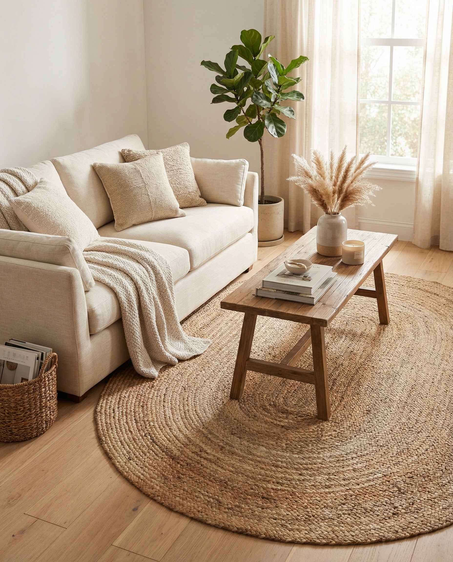  5' 1 x 8'  Hand Braided Jute Oval Rug