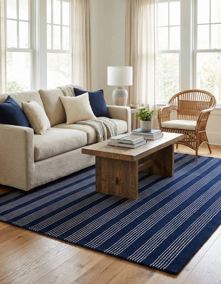 Detail image of 5' 1 x 8' Jill Zarin Striped Wool Rug