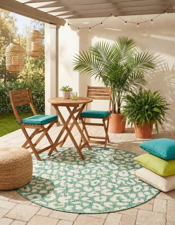 4' x 4' Easy-Clean Safari Indoor / Outdoor Round Rug