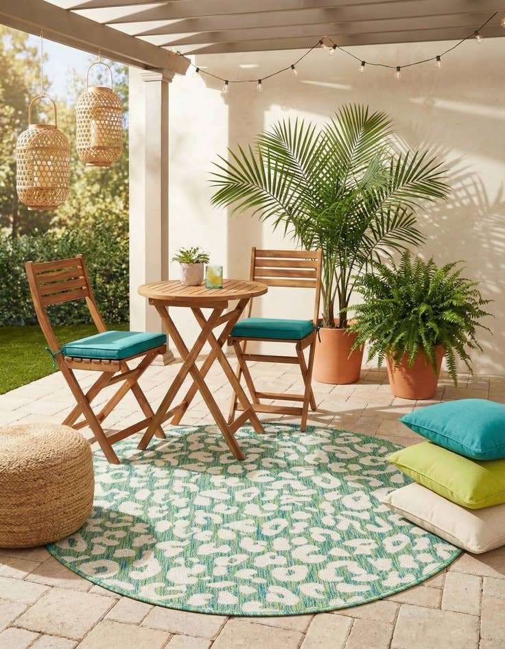 Detail image of 4' x 4'  Washable Safari Indoor / Outdoor Round Rug