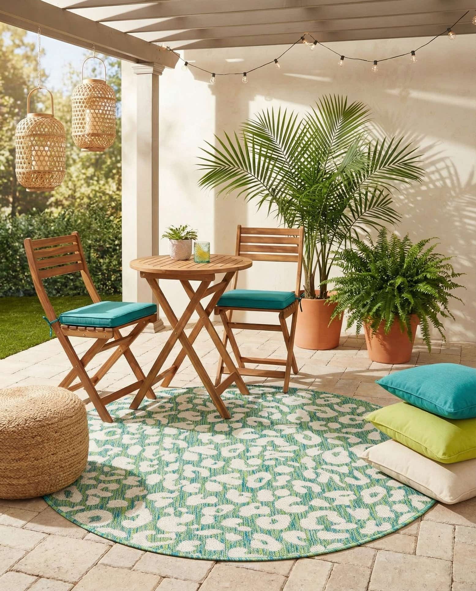 4' x 4' Easy-Clean Safari Indoor / Outdoor Round Rug