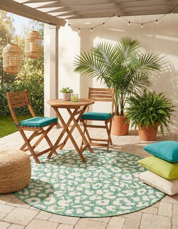 4' x 4' Easy-Clean Safari Indoor / Outdoor Round Rug