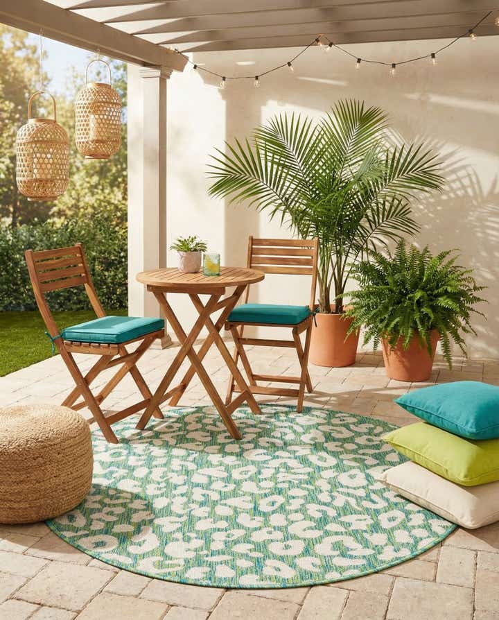 4' x 4' Easy-Clean Safari Indoor / Outdoor Round Rug