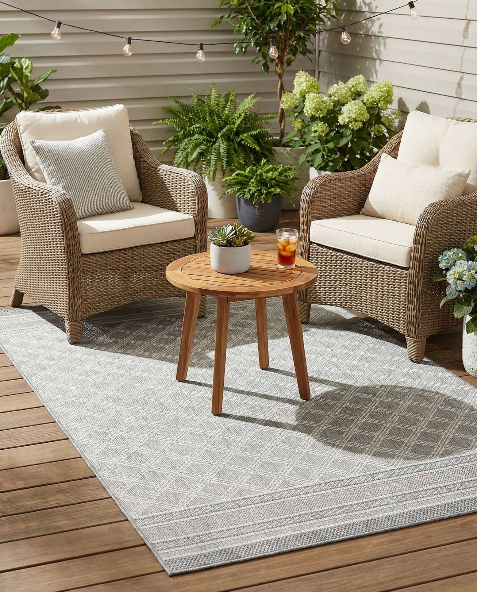5' 1 x 8' Easy-Clean Trellis Indoor / Outdoor Rug