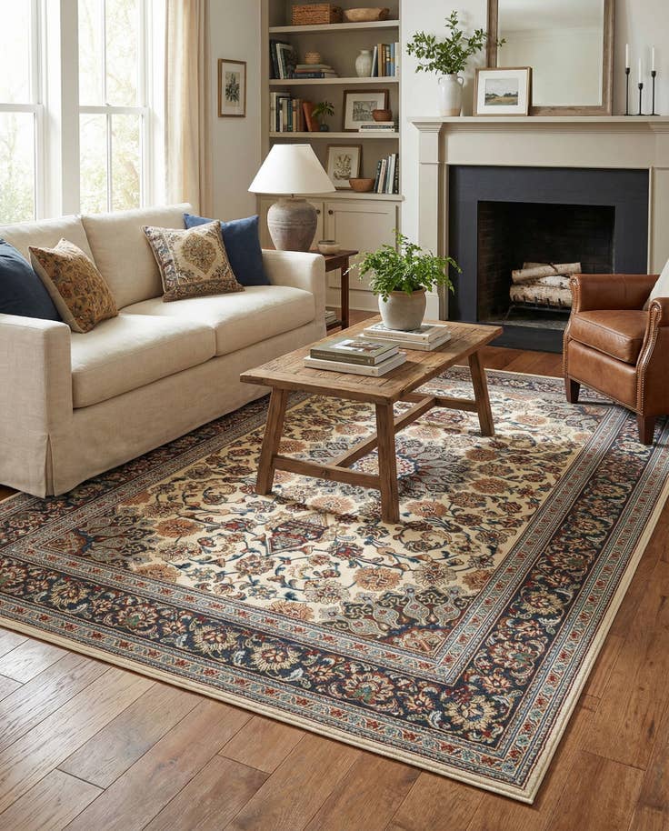 Detail image of 6' 1 x 9' Easy-Clean Traditional Indoor / Outdoor Rug