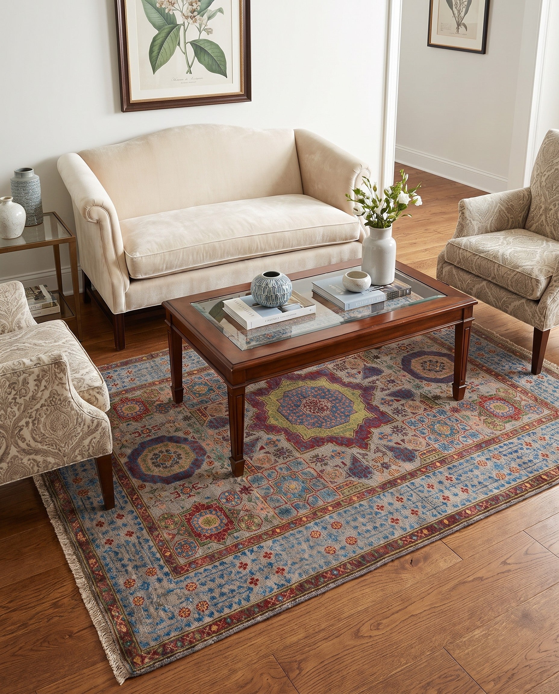 4' 3 x 5' 9 Hand Knotted Mamluk Ziegler Rug