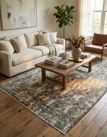 5' 8 x 8' 3 Hand Knotted Ultra Vintage Persian Wool Rug