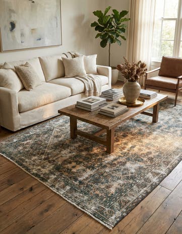5' 8 x 8' 3 Hand Knotted Ultra Vintage Persian Wool Rug