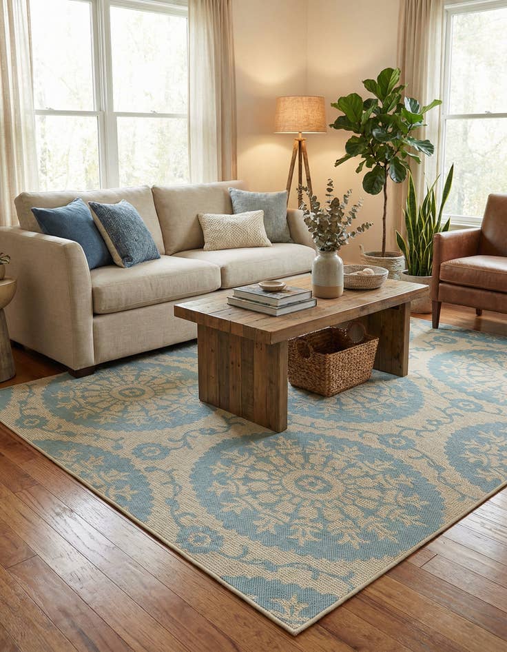 Detail image of 6' x 9' Easy-Clean Botanical Indoor / Outdoor Rug