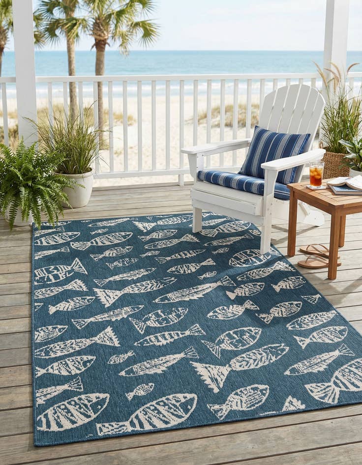 Detail image of 4' x 6'  Washable Coastal Indoor / Outdoor Rug