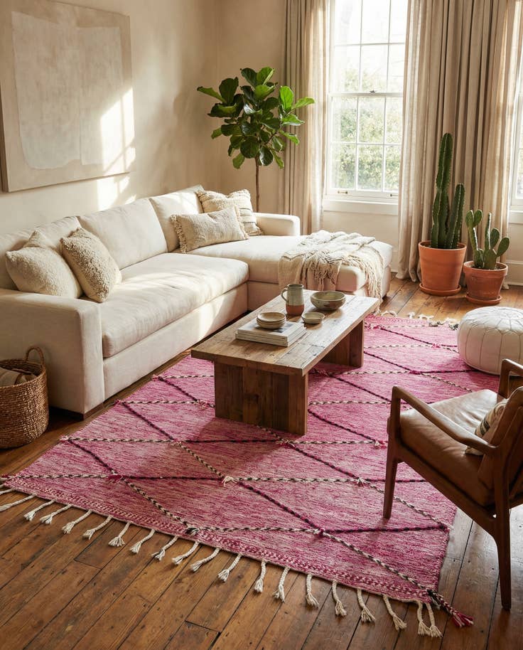 Detail image of 6' 2 x 9' 6 Hand Knotted Moroccan Wool Rug