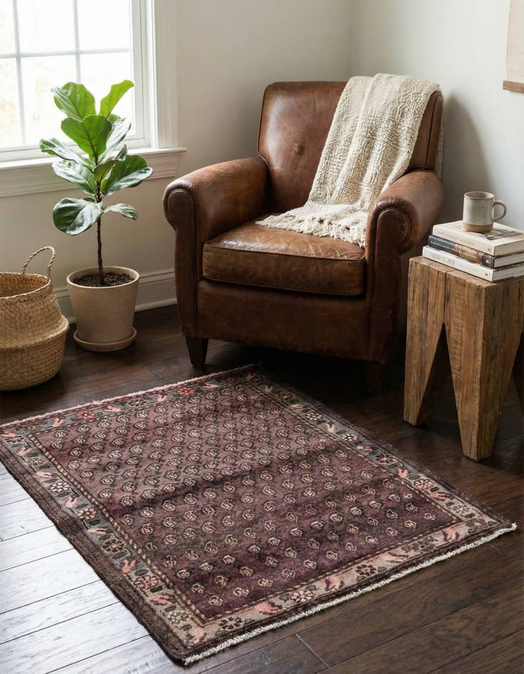 Detail image of 3' 1 x 3' 9  Hand Knotted Ultra Vintage Persian Wool Rug