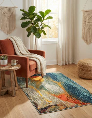 Blue Washable Haerfest Rug