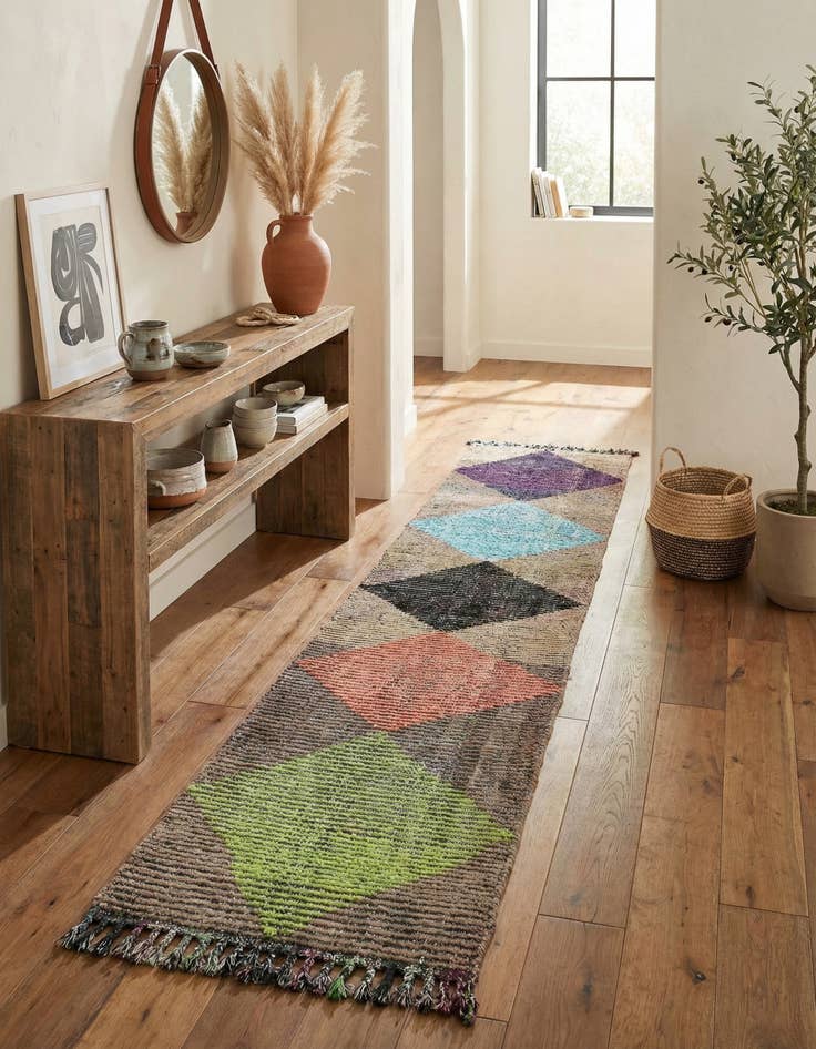 Detail image of 2' 6 x 12'  Hand Knotted Moroccan Wool Runner Rug