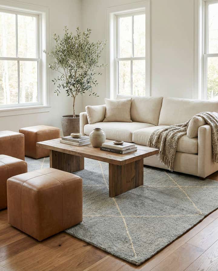 4' 6 x 6' 8 Hand Knotted Moroccan Wool Rug